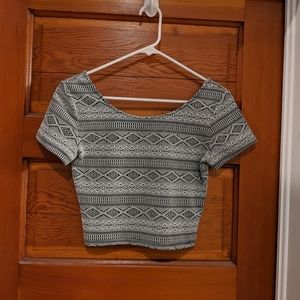 H&M Scoop Neck Crop Top, Black and White